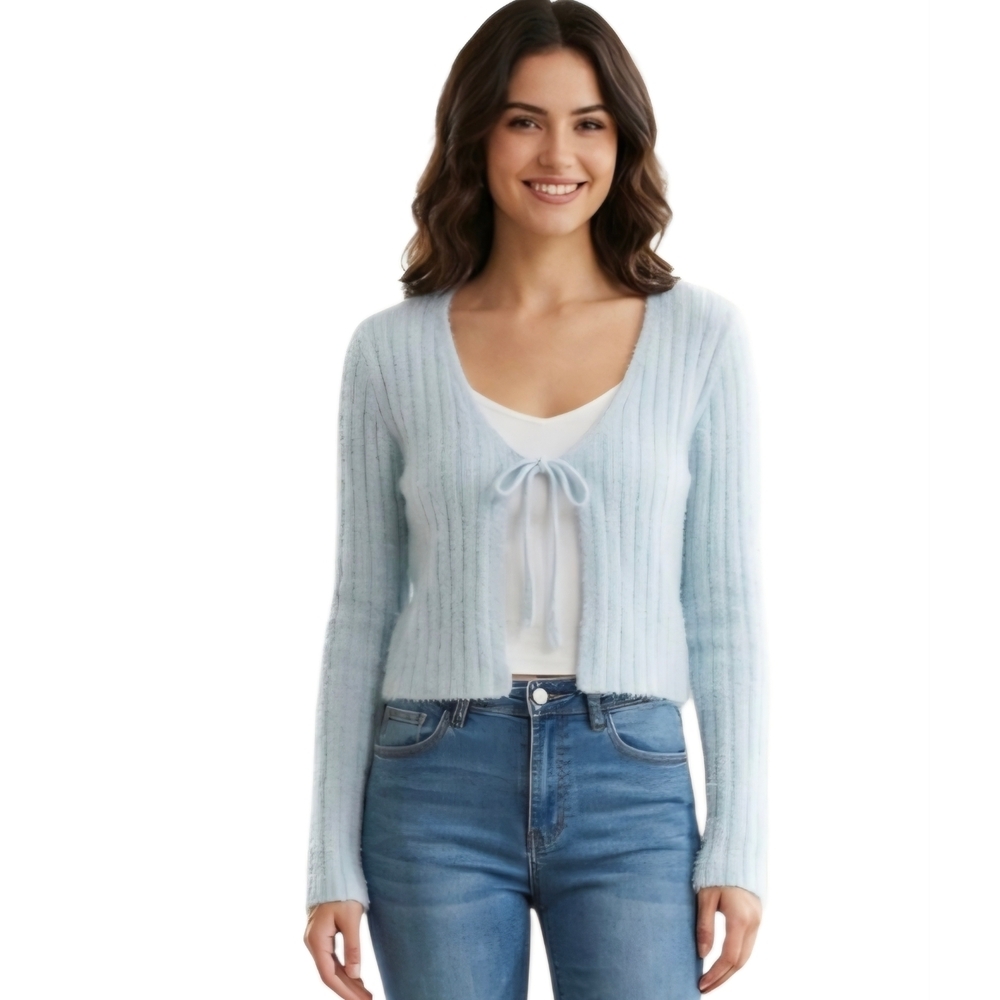 NEW never worn Crochet Tie Front Ribbed Cardigan. Somewhat cropped. Very soft